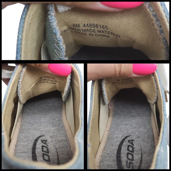 Denim Sneakers Womens 8 Light Wash Platform Zipper Hipster Lace Up Low Tops - Picture 12 of 14